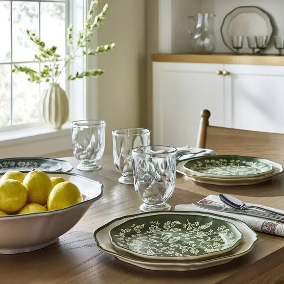 8.5" 4pk Melamine Floral Salad Plates Green - Threshold with Studio McGee - Picture 3 of 3